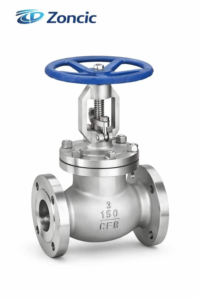 API globe valve CF8 stainless steel industrial valve for flow control in steam and chemical systems