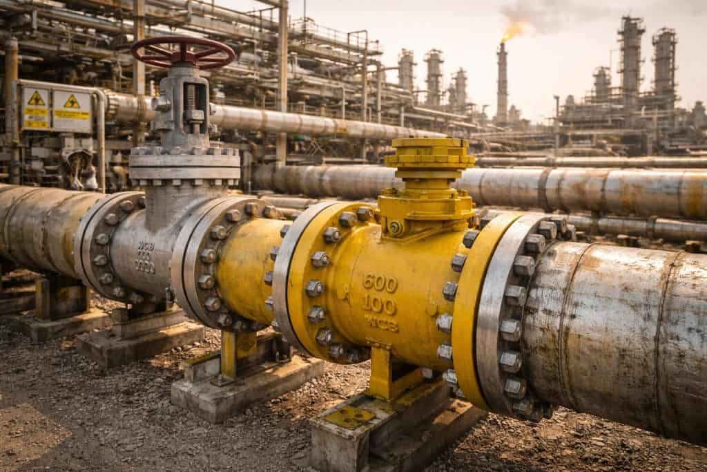 Home Industrial valve installation in oilfield pipeline system for oil and gas applications