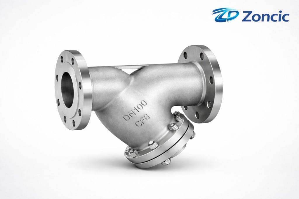 DN100 CF8 Y strainer industrial filter valve