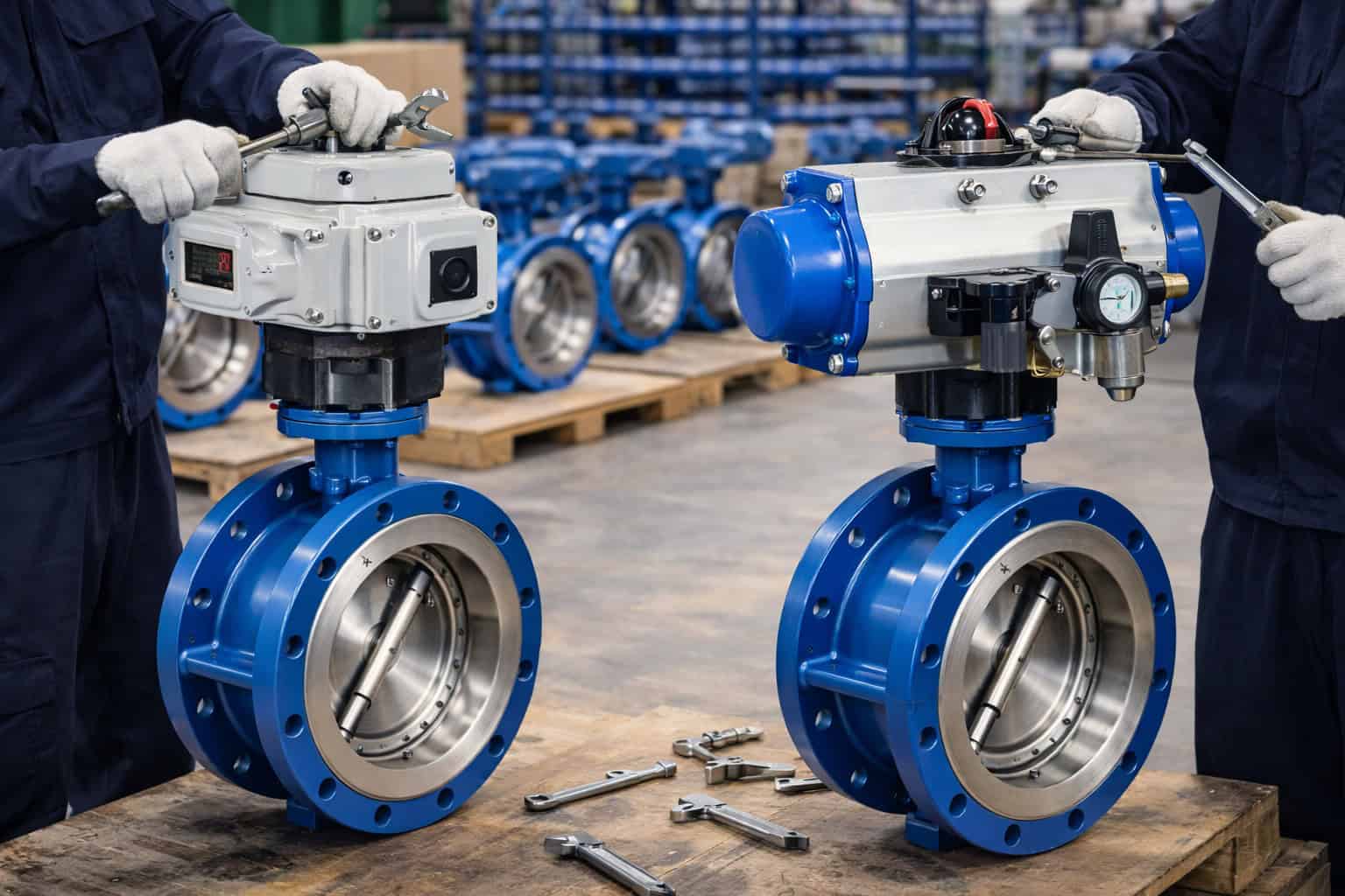 Electric pneumatic butterfly valve application in industrial automation pipeline system