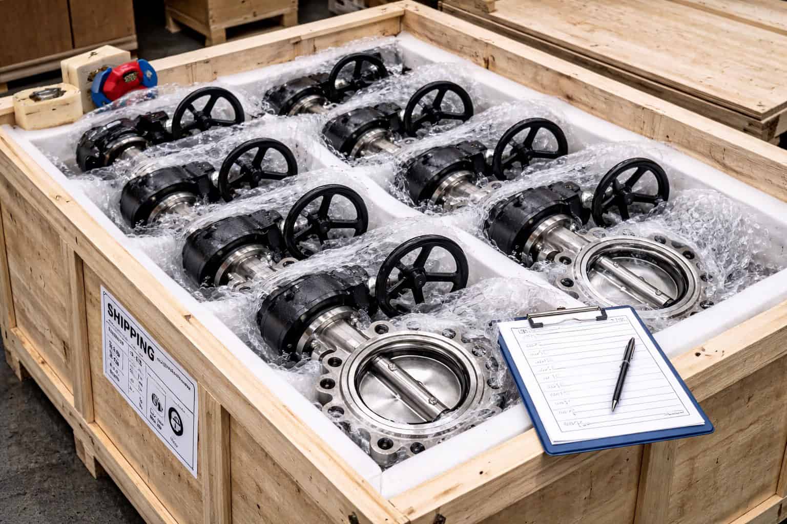 Lug butterfly valve packing and export delivery