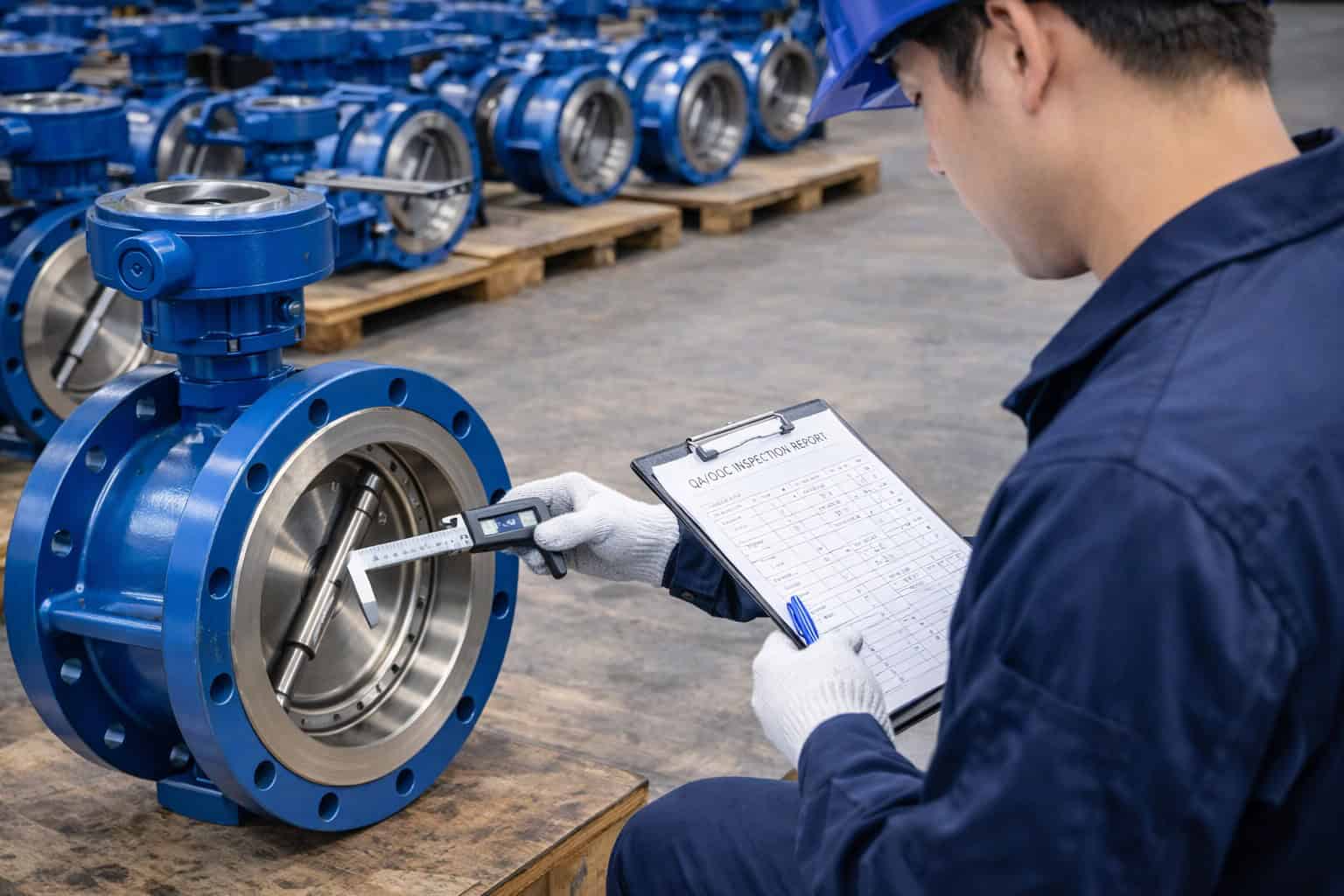 Electric pneumatic butterfly valve testing and inspection