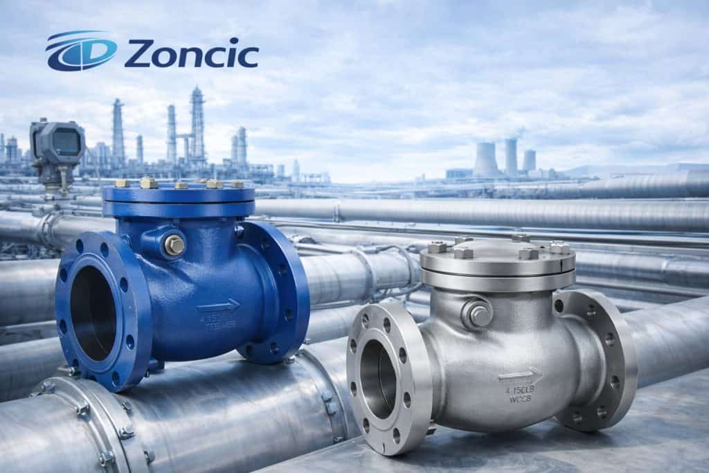 industrial check valve installed in oil and gas pipeline system for backflow prevention