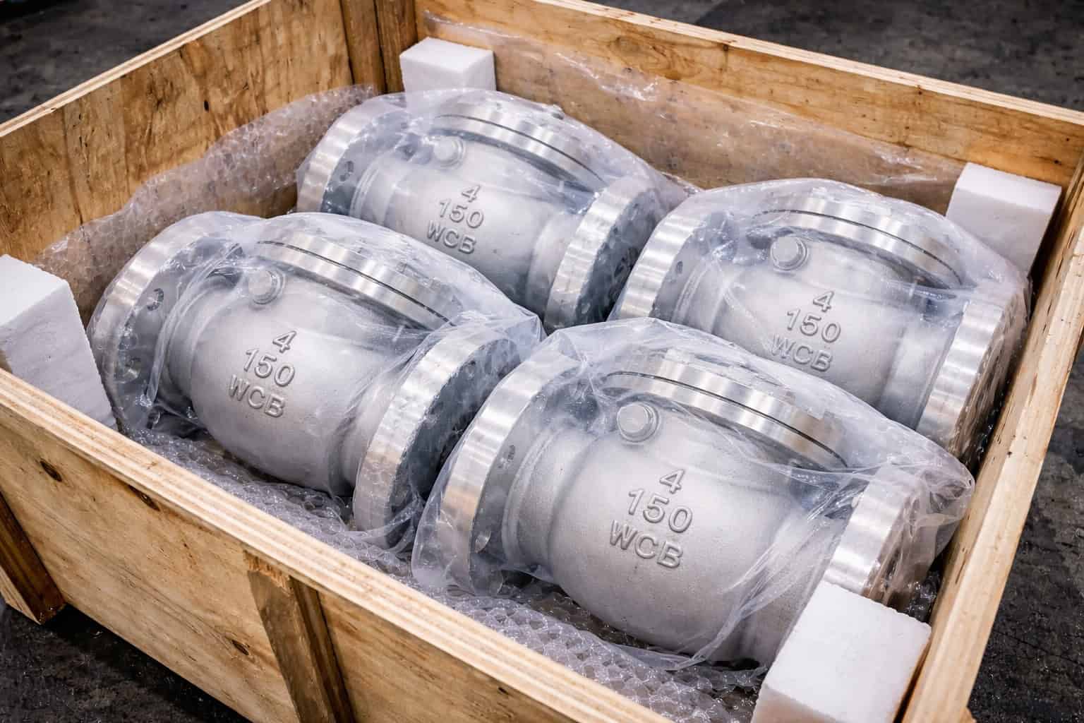 Swing check valve packing and delivery