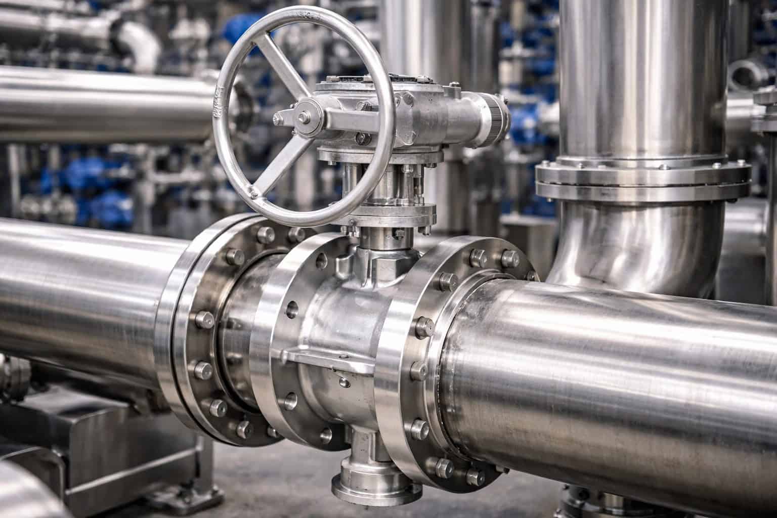 Double flange butterfly valve application in industrial large diameter pipeline system