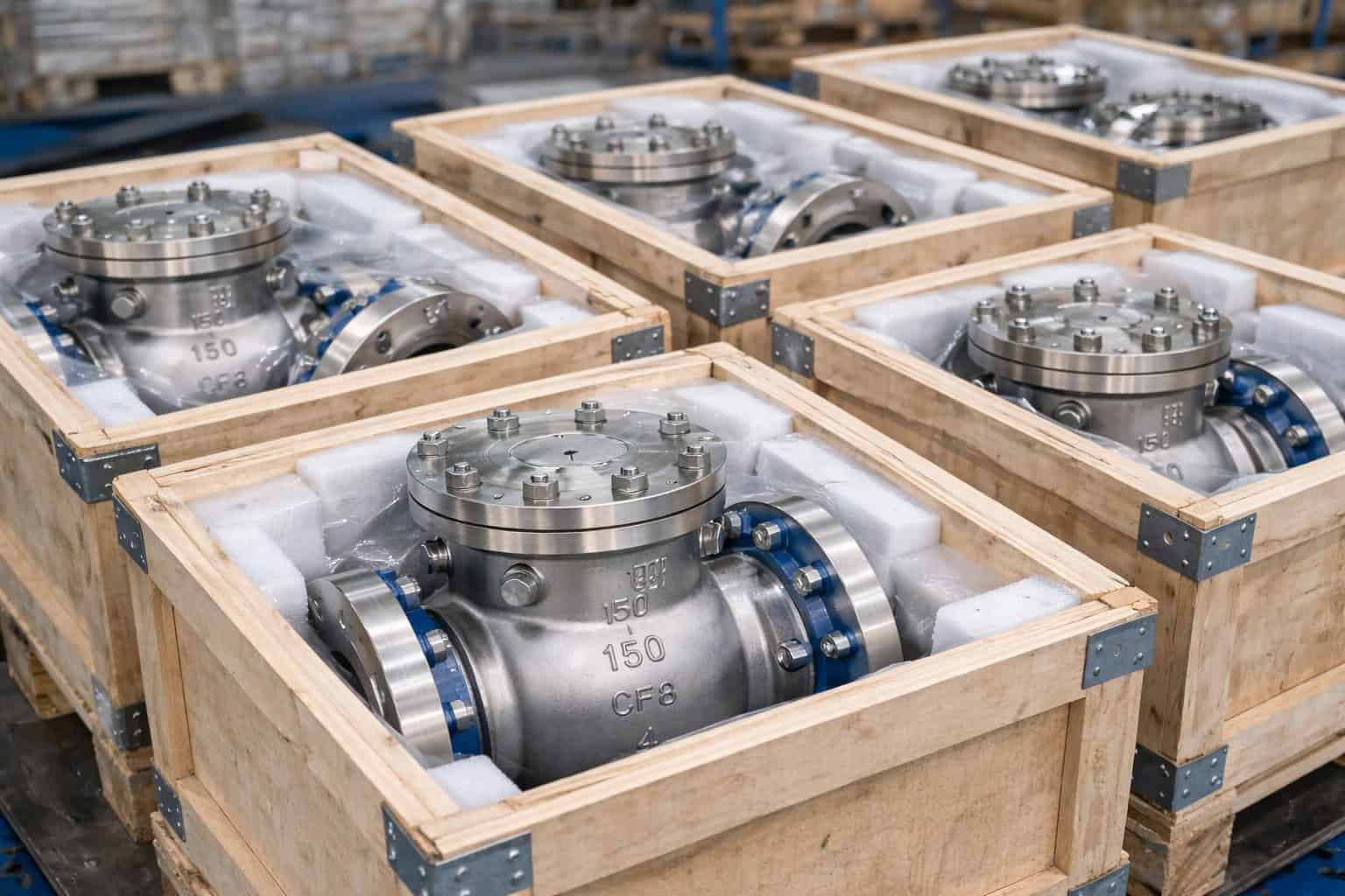 Flanged check valve packing and delivery