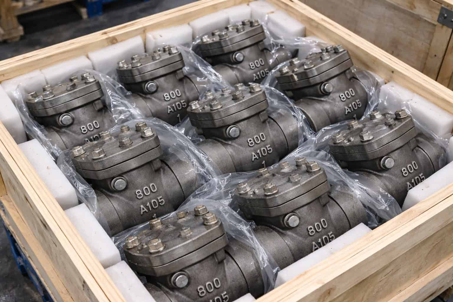 Forged steel check valve packing and delivery