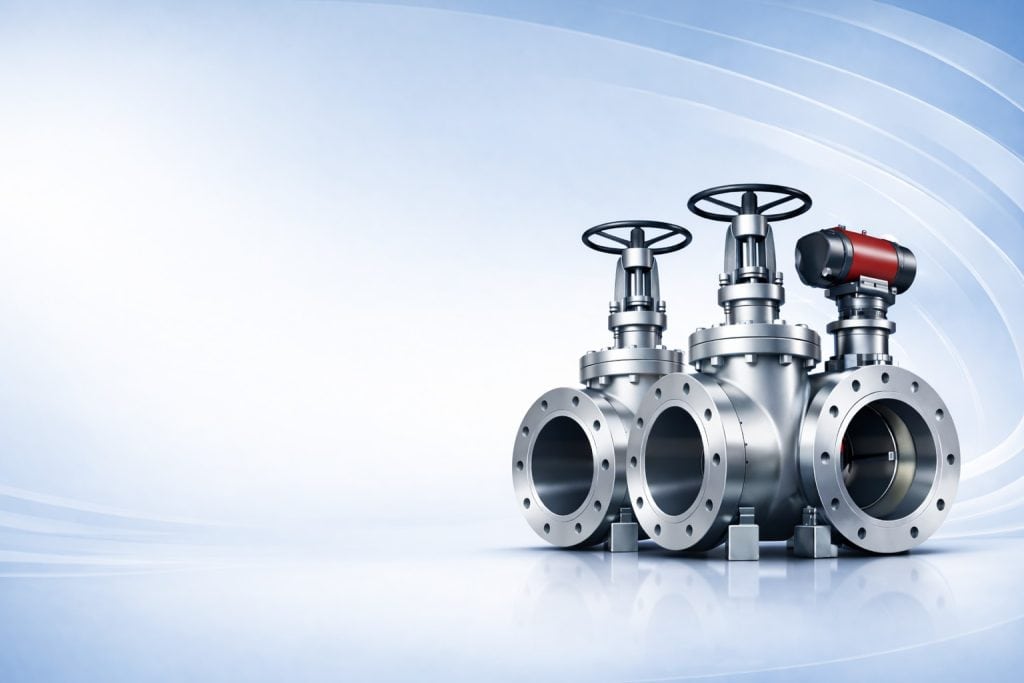 Industrial valve manufacturer homepage banner showing stainless steel gate valves for global pipeline systems and OEM supply