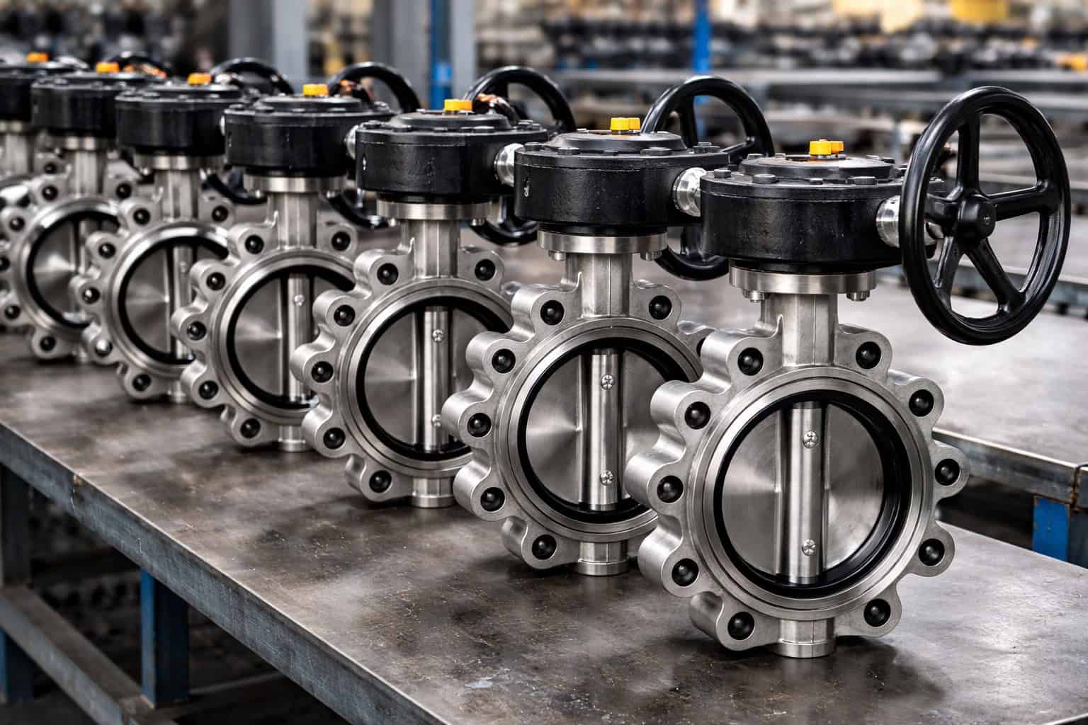 Lug butterfly valve application in industrial pipeline system