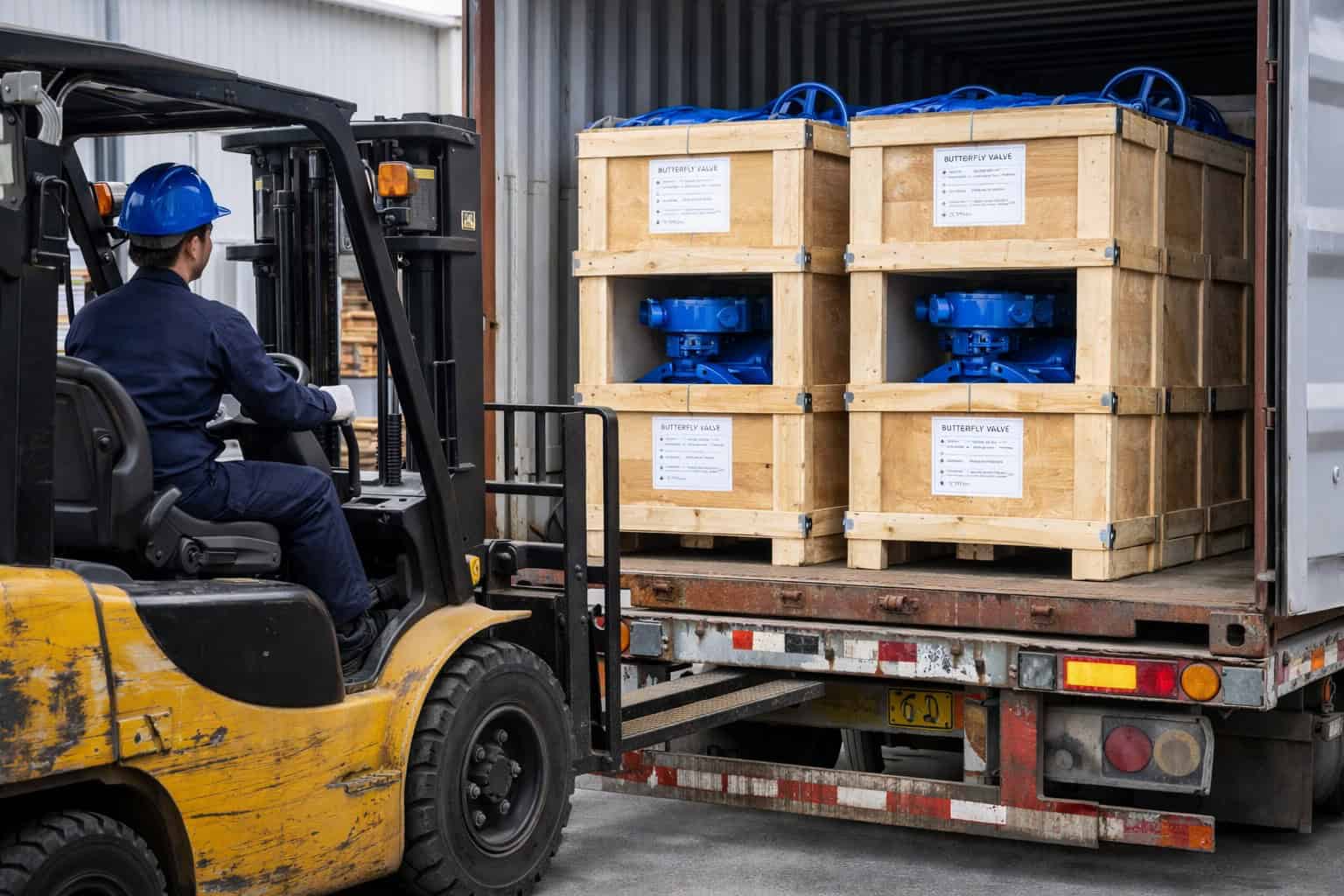 Triple offset butterfly valve packing and export delivery