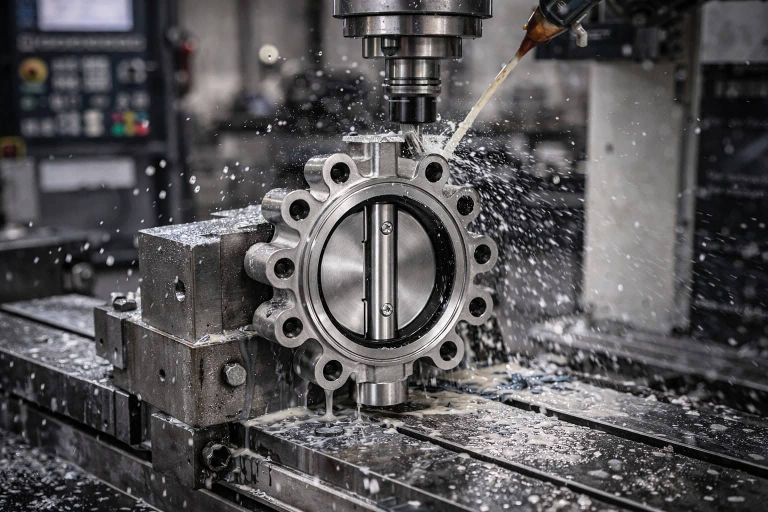 Wafer butterfly valve application in industrial pipeline system