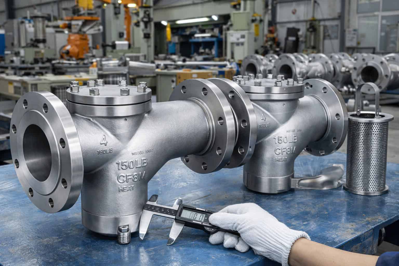 Y strainer quality inspection and dimensional checking