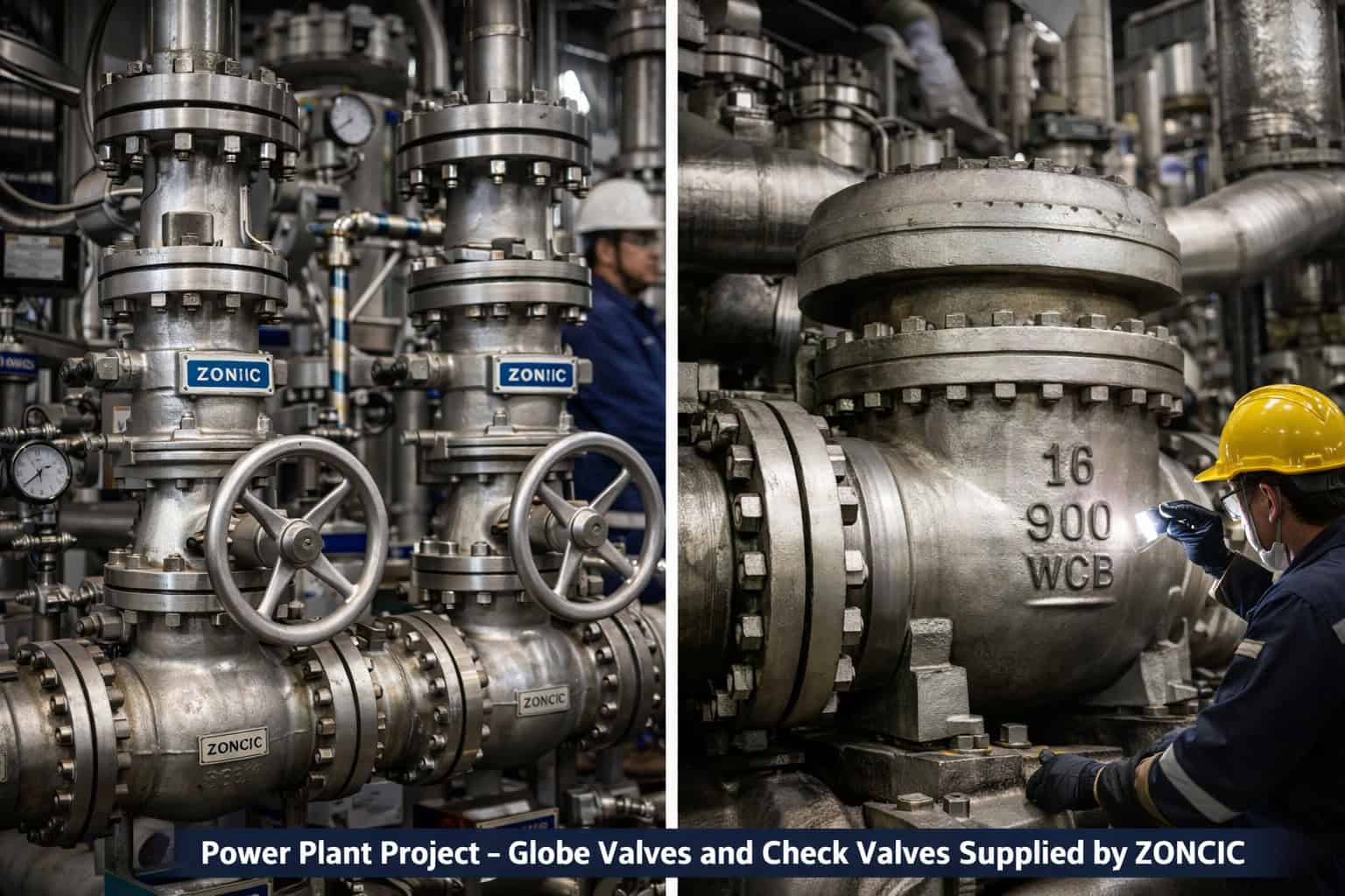 Industrial valve project globe valve and check valve for power plant supplied by ZONCIC