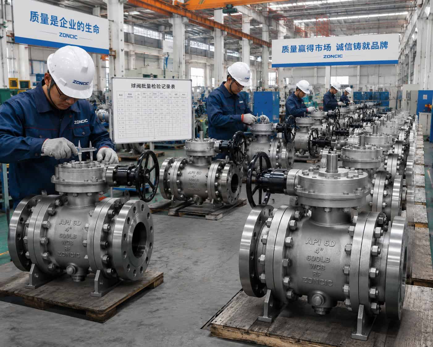 API 6D trunnion ball valve pressure testing and quality inspection