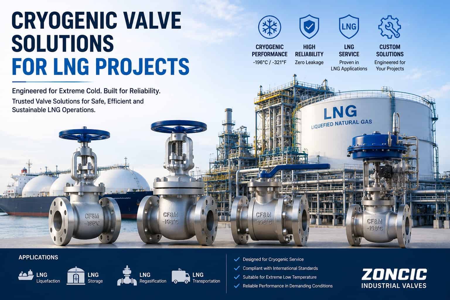 LNG cryogenic valve solutions including cryogenic ball valve cryogenic gate valve and extended bonnet valve