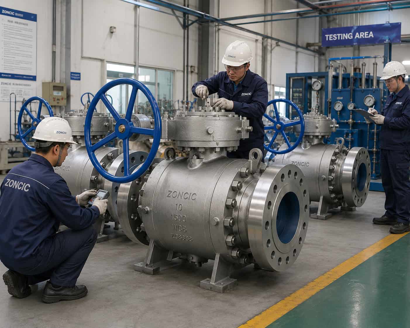 pipeline isolation ball valve batch quality inspection in workshop